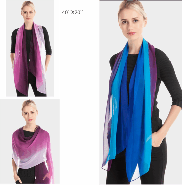 long silk scarf with gradient colors - Image 5