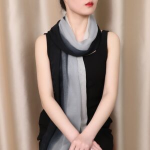  Lightweight Ombre Chiffon Scarf - Sheer Gradient Color Shawl Wrap for Women 