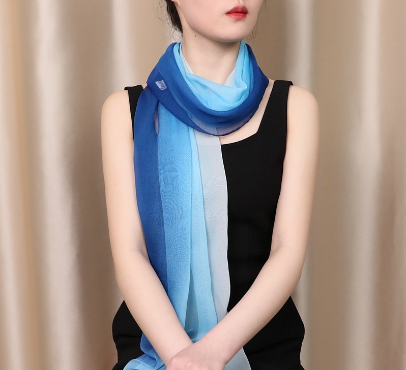 Blue gradient chiffon scarf for women