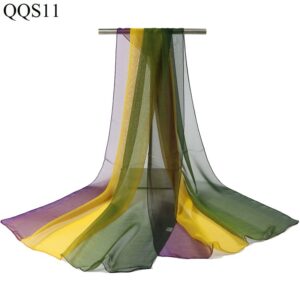 a gradient of purple, orange, and light green