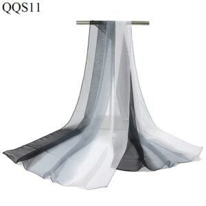 long silk scarf with Black gray