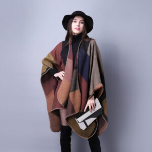 Stylish Color - Block Poncho Cape