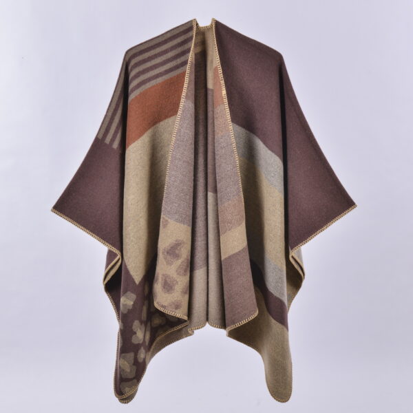Stylish Color - Block Poncho Cape - Image 7